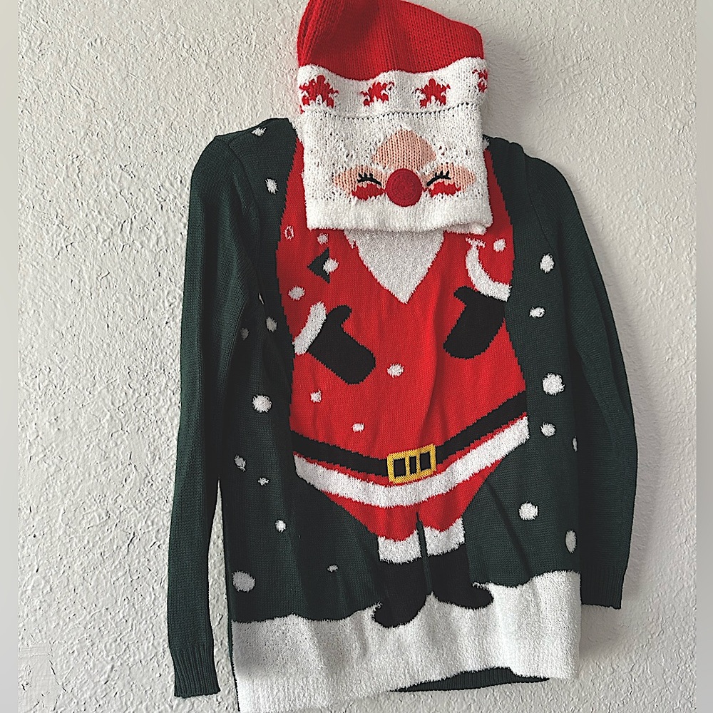 Santa Christmas Sweater with Coordinating Hat